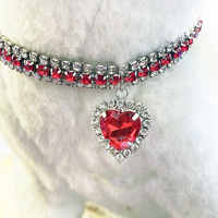 Collier pour chat et collier pour chien en forme de cœur avec strass goutte d'eau, fermoir mousqueton, bijoux toutes saisons, vente en gros
