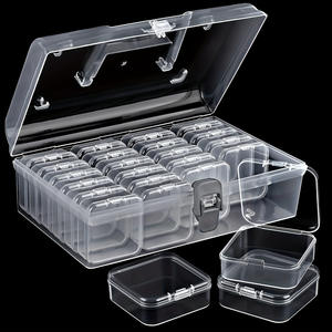 <b>Large</b> Capacity 24 Grid 5.5" Square Portable Storage <b>Box</b> PC <b>Plastic</b> with Buckle Home Desktop Classification Organizer - Product Image 3