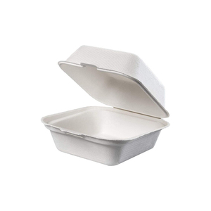 Compostable Disposable Eco-friendly 6" Clamshell <strong>Burger</strong> Takeaway <strong>Box</strong> Sugarcane Bagasse Biodegradable Food Container - Product Image 4
