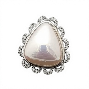 Vintage Women's <b>Cocktail</b> <b>Ring</b> With Natural Moonstone Trillion Cut Pave Setting 925 Silver Plated Flower Shape Wedding Gift - Product Image 2
