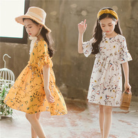 Vestidos de Verano Sexys de Algodón Floral Transpirable para Niñas Pequeñas