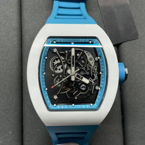 Montre-bracelet pour homme de haute qualité, élégante et haut de gamme, avec aiguille des secondes ajourée, forme <span class=keywords><strong>tonneau</strong></span>, bracelet en caoutchouc et boîtier en céramique. - Product Image 1