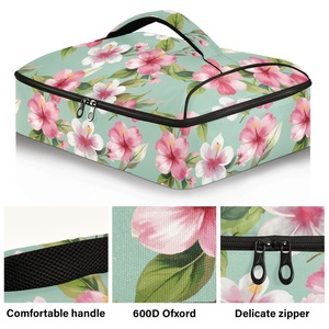 Sac isotherme à motif floral Hibiscus rose hawaïen personnalisé pour casseroles, transport de pizzas et livraison de repas - Product Image 2