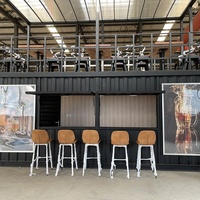 Conteneur maritime industriel à double étage de 20 pieds, bar et restaurant avec salon sur le toit, cuisine préfabriquée et espace commercial