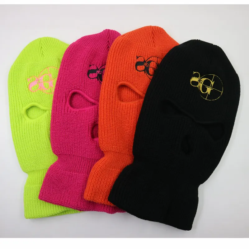 Hot Selling Winter Warm Designer Knitted Face Cover Outdoor Windproof Sniper Neon Gang Ski Mask 3 Hole Balaclava