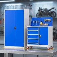 Armoire à outils métallique professionnelle moderne robuste avec roulettes pour atelier industriel et garage - Écologique et grande capacité