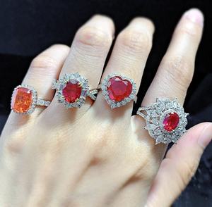 Özel 925 ayar gümüş 8A kübik zirkonya kalp gelin elmas yüzük söz nişan Band alyanslar kadınlar yakut yüzük - Product Image 2