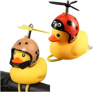 Cute Duck with Helmet Broken Wind Small Yellow Duck Bike Motorcycle Helmet Riding Cycling Decor Bicycle Horn Helmet