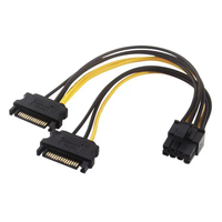 Cable SATA de 8 Pines para GPU, Adaptador de Corriente PCIe de 15 Pines (6+2 Pines), Cable de Cobre Estañado con PVC 18AWG, Cable Serial ATA para Tarjeta de Video, PC, Plataforma de Minería