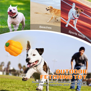 Pumpkin Shape <b>Dog</b> Chew Toy Orange Plastic Squeaker Boredom Buster for <b>Dogs</b> Halloween Fun Style - Product Image 4