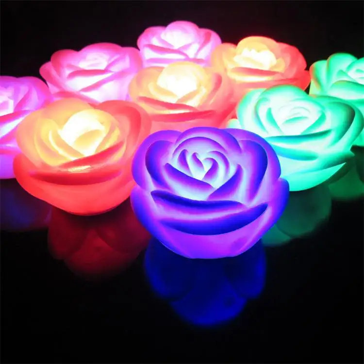 Romantic Fancy Colorful LED Flowers Wedding Valentine's Day Decoration Colors Changing LED Rose Flower