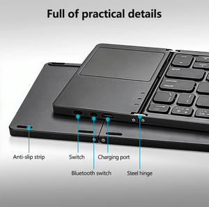 SYX Dreifach Faltbare Kabellose Tastatur mit Touchpad Tablet-Computer Dreisystem Externe Tragbare Universaltastatur für Tablets - Product Image 4