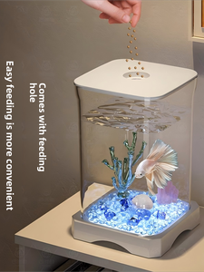Modern kleine acryl aquarium complete set voor <span class=keywords><strong>Betta</strong></span> viskweek 2.5L bureau ornament plastic viskom - Product Image 2
