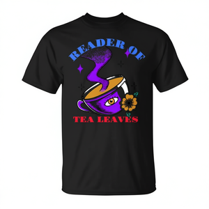 Camiseta Reader Of Tea Leaves con diseño de taza morada, unisex, para adultos, cuello redondo, manga corta, serigrafiada - Product Image 2
