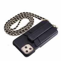Cuir véritable de grain supérieur sac poche avec fentes pour cartes sac à main bandoulière collier de luxe portefeuille téléphone étui pour iphone 11 pro