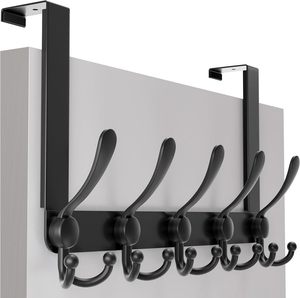 Ganchos de Pared Blancos, 5 Ganchos Triples Verticales de Metal para Colgar sobre la Puerta, para Abrigos, Toallas, Sombreros, Chaquetas, Mochilas, Bolsos - Product Image 1