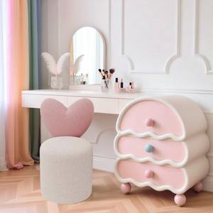 Tabouret de maquillage en forme de cœur, couleur crème, avec dossier, chaise pivotante pour chambre à coucher, usage domestique, adultes, enfants, personnes âgées - Product Image 3