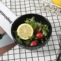 Bol à soupe en mélamine en plastique incassable pour cantine de couleur noire de qualité alimentaire, bol à salade, bol à fruits