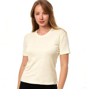 T-Shirt da Donna <span class=keywords><strong>di</strong></span> Alta Qualità Personalizzata in Pura <span class=keywords><strong>Lana</strong></span> Merino e Viscosa, Collo Tondo, Manica Corta, Tinta Unita per Signore - Product Image 5
