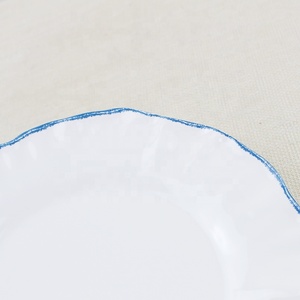 Bán Buôn Giá Tùy Chỉnh Vòng Đồng Bằng Màu Trắng Không Thể Phá Vỡ Bộ Đồ Ăn Bằng Nhựa Melamine Melamine Tấm Đặt 6 Tấm Với Màu Xanh Sóng Ban Nhạc - Product Image 5