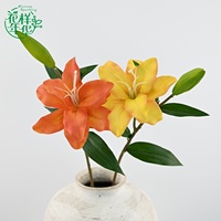 Elegante Premium Künstliche Doppelblüten-Lilie 74cm für Wohnzimmer Hochzeitsstrauß Frühlings-Blumenarrangement Vasen-Dekoration