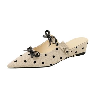 Zapatillas de tacón de punto con lazo, novedad de verano 2025, zapatos de punta, pantuflas sencillas y cómodas para mujer - Product Image 5