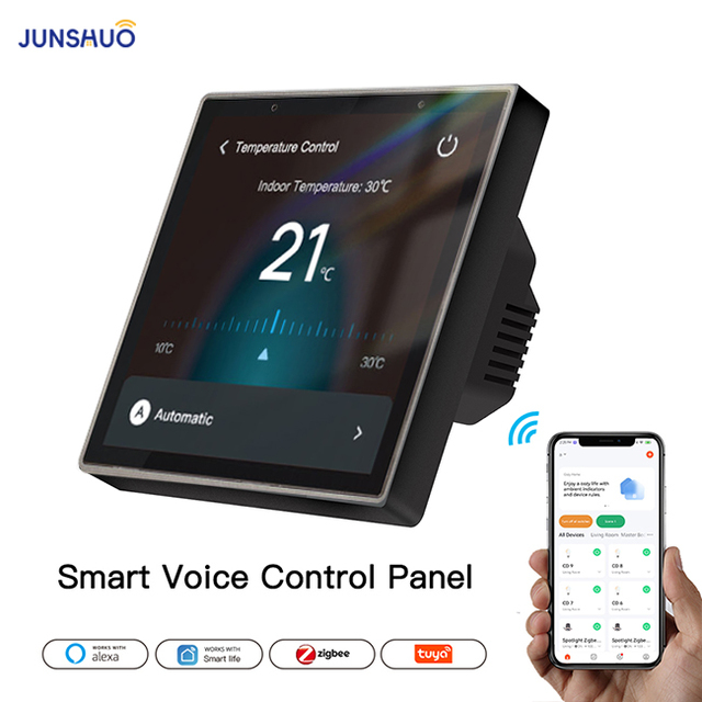 New Arrival 4 Inch Wireless Smart Home Automation Control Panel Alexa Google Home Zigbee Built-In Linux Gateway App for House