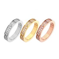Bague de couple en acier inoxydable plaqué or 18 carats avec zircon et fermoir de sécurité, cadeau de vacances pour femme, sans nickel