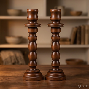 Support de bougie en bois fait main, marron, décoratif, pour bougies pilier, idéal pour Noël, la maison et les mariages - Product Image 5