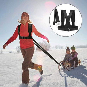 Cinturón de entrenamiento de resistencia con correas para correr y tirar de trineos, cinta negra universal y duradera - Product Image 1