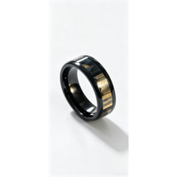 Nouvelle conception, bague en acier tungstène plaqué noir poli avec incrustation, bijoux de mode pour hommes