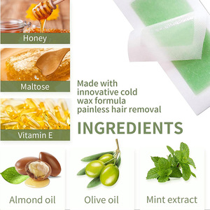 Commercio all'ingrosso 4.5x9cm Private Label <span class=keywords><strong>strisce</strong></span> di cera a freddo pronto per l'uso del corpo <span class=keywords><strong>viso</strong></span> carta depilatoria per la depilazione per tutti i tipi di pelle - Product Image 2
