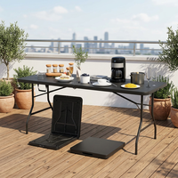 Table pliante robuste de 1,80 m, vente directe d'usine Moon, plateau en plastique résistant aux chocs, idéale pour la restauration et la vente en marché.