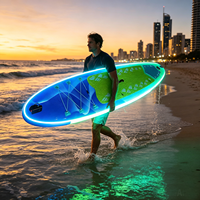 Planche de surf gonflable avec éclairage LED pour fête sur la plage, planche à pagaie gonflable avec éclairage LED pour les sports nautiques professionnels