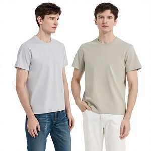 High-end Double-sided <strong>Mercerized</strong> Cotton T-shirt Long-staple Cotton Wrinkle-free Solid Color Black Cool-touch Short-sleeved Men - Product Image 1