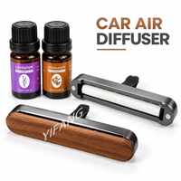 Diffuseur de parfum pour voiture personnalisé en bois de noyer avec accent métallique, aromathérapie rechargeable, désodorisant avec logo, parfum et boîte cadeau