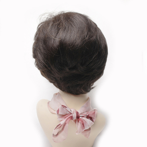 Peluca de Cabello Humano con Línea de Cabello Pre-Depilada, Estilo Bob, Ondulado Corto, Color Negro Natural y Marrón, con Pelo de Bebé, Ligera, Sin Pegamento - Product Image 3