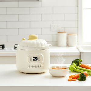 Casserole intelligente à micro-pression de 1,2 L avec couvercle en céramique et revêtement extérieur en plastique pour aliments complémentaires pour bébés, pot antiadhésif BB - Product Image 1