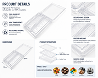 Emballage en blister transparent en PET, boîte en plastique recyclable de qualité alimentaire avec couvercle à charnière pour bonbons, cosmétiques, petites pièces