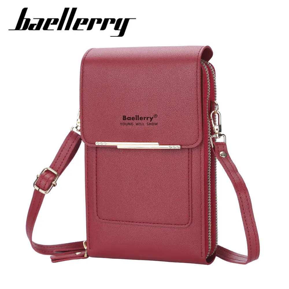 2022 Grote Capaciteit Schoudertas Baellerry Vrouwen Touch Screen Rfid Telefoon Portemonnee Portemonnee Voor Vrouwen Crossbody Flap Mini Schoudertas