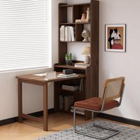 Bureau pliant en bois massif avec étagère de rangement, combinaison compacte pour salon, bureau, bureau d'ordinateur, étagères d'angle intégrées pour
