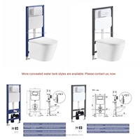 Ensemble WC mural moderne en céramique série W04 pour hôtel, avec chasse d'eau double et réservoir encastré