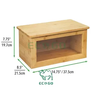 Boîte à pain en bois et bambou écologique, couvercle de planche à découper, fenêtre avant transparente, stockage des aliments - Product Image 3