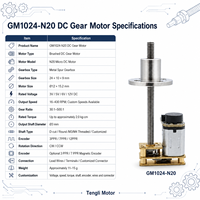 Motorreductor de CC con escobillas GM1024-N20 de 12 mm, caja de engranajes metálica con engranajes rectos, codificador magnético 3/7/12PPR, eje roscado para aplicaciones en ventiladores y embarcaciones