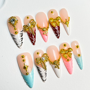 <span class=keywords><strong>Uñas</strong></span> Postizas de Acrílico Coloridas, Forma Almendrada, Stiletto, <span class=keywords><strong>con</strong></span> Diseño de Flor, Simples y Dulces, Decoración de Plástico para el Cabello, para Uso Diario y Fiestas - Product Image 2