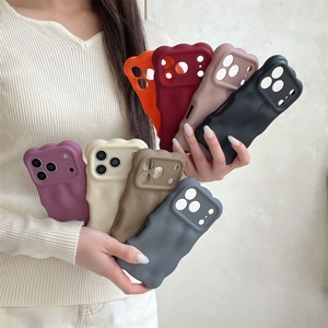 เคส TPU กันกระแทกแบบนิ่มมีลอนคลื่นสีล้วน3D อุกกาบาตฟองคลื่นลูกฟูกสำหรับ iPhone Air 17 16 15 PLUS 14 13 PRO MAX - Product Image 2