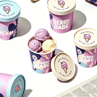 Gobelet à lait surelacté personnalisable avec logo, bol à crème glacée à paroi simple, gobelet à crème glacée en papier jetable, biodégradable