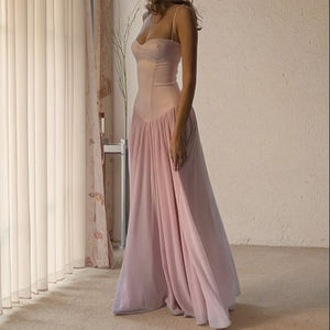Op maat gemaakte groothandel zomermode elegante dames elegante mouwloze vrouwen corset chiffon maxi jurk - Product Image 3