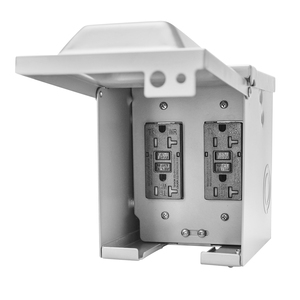Caja Eléctrica Exterior Resistente a la Intemperie de 20A 125V NEMA 5-20R con Cuatro Tomas de Corriente con Bloqueo y Enchufe GFCI - Product Image 1