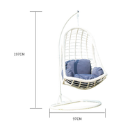 Fauteuil suspendu œuf design moderne pour intérieur/extérieur, avec support métallique, coussin imperméable, mobilier d'extérieur, siège balançoire robuste pour jardin et terrasse